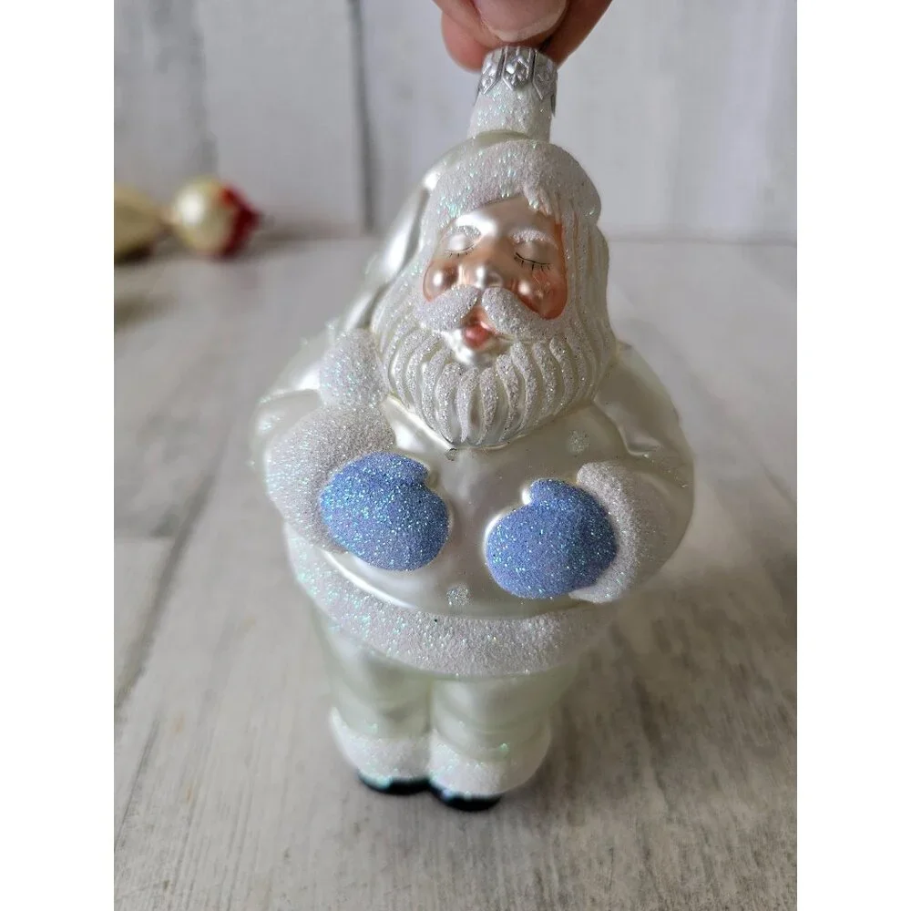 Patricia Breen white Santa sleeping ornament glitter Xmas tree